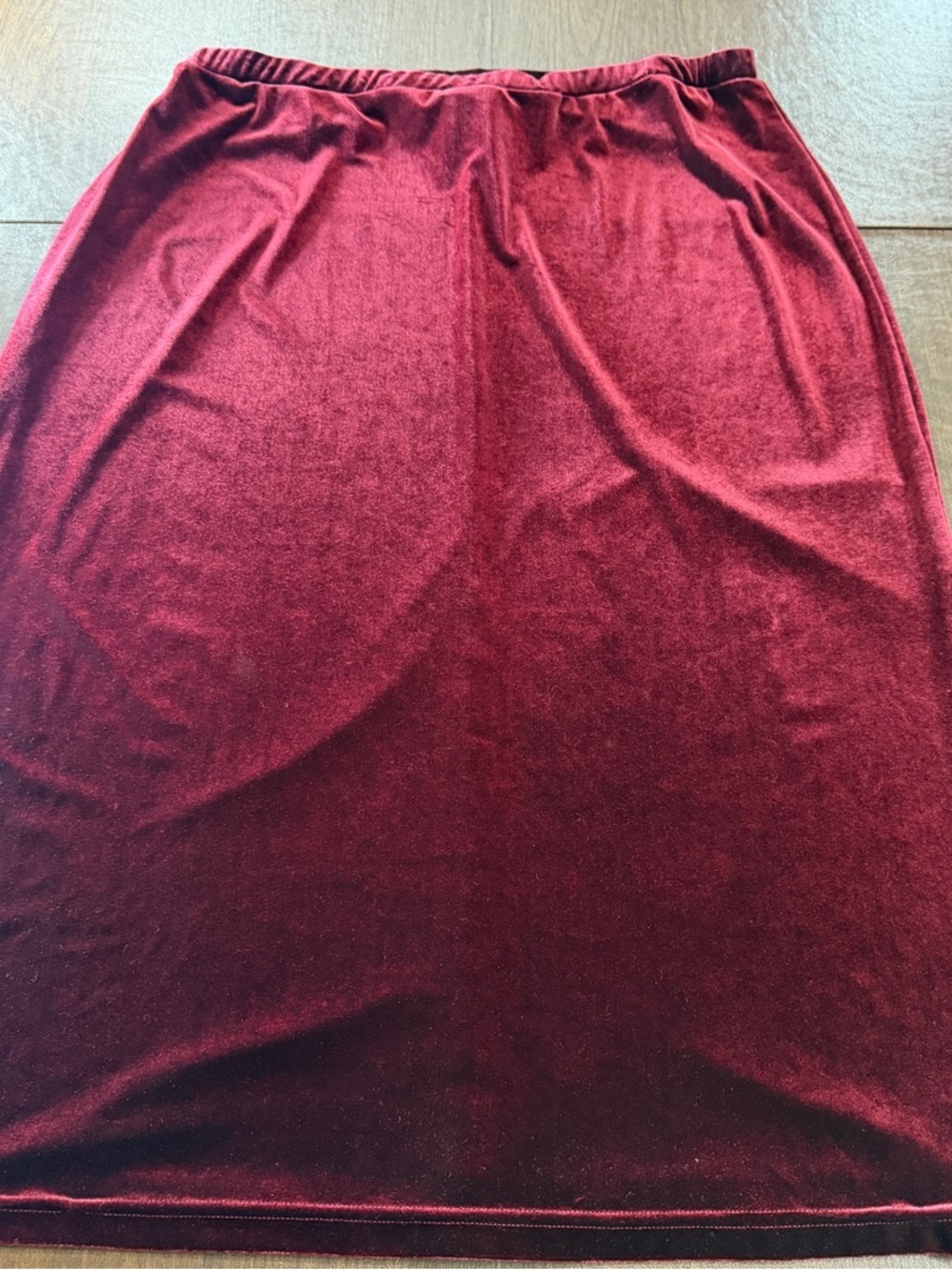 Vtg Fashion Bug Maxi Skirt Womens Velvet Wine Red  Elastic Waist Sz 2X